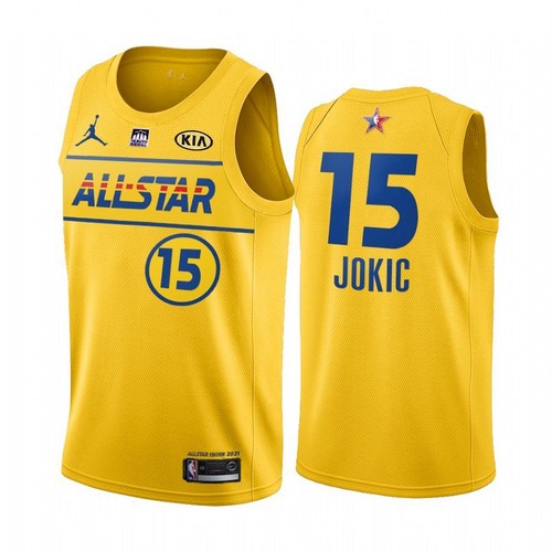 Men's 2021 All-Star #15 Nikola Jokic Yellow NBA Western Conference Stitched Jersey